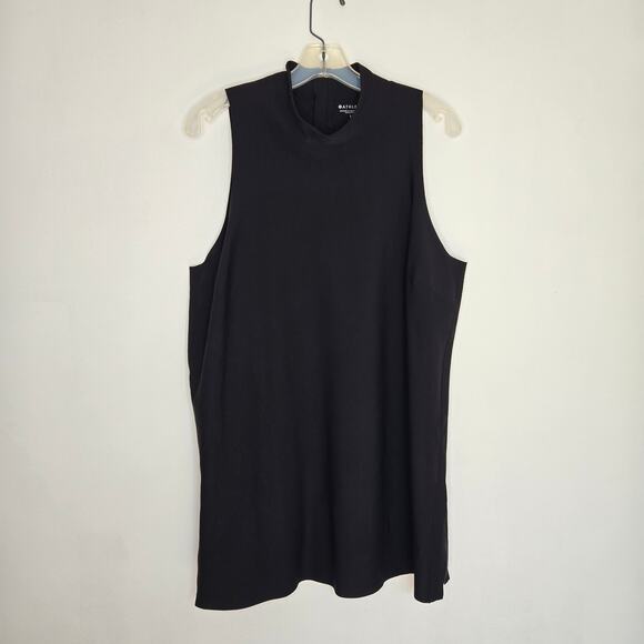 Athleta Interstellar Bike Tunic Top Mock Neck Zip Hem Relaxed Black Women Large - Picture 10 of 13